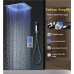 hm 3Jets LED intelligent digital display rain shower set installed in wall 20" SPA mist rainfall thermostatic touch panel mixer - B075L78KJB